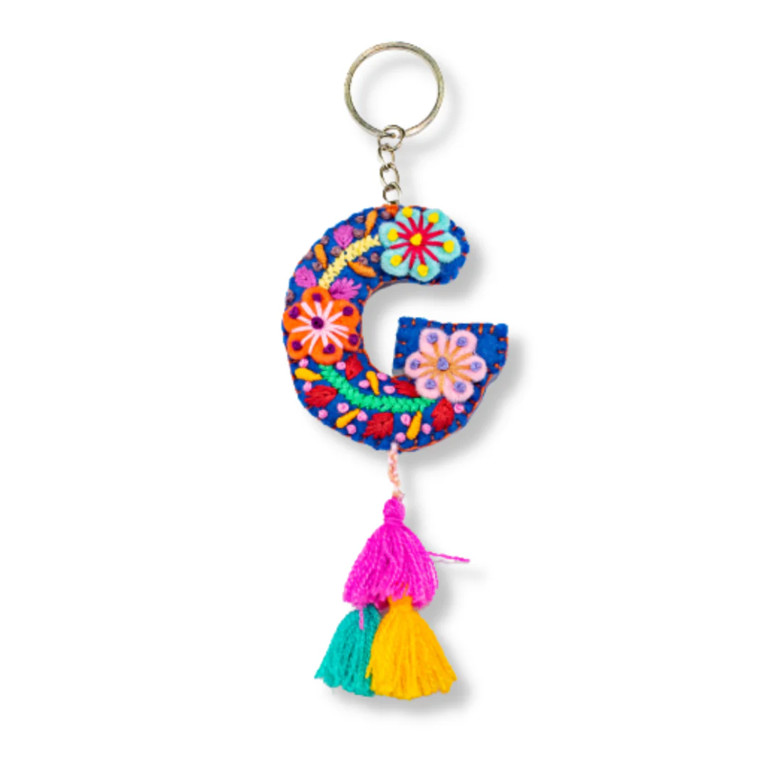 Alphabet Letter Embroidered Boho Keychain | Bag Charm - Mexico - Image 10