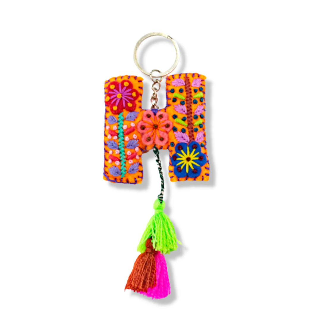 Alphabet Letter Embroidered Boho Keychain | Bag Charm - Mexico - Image 11