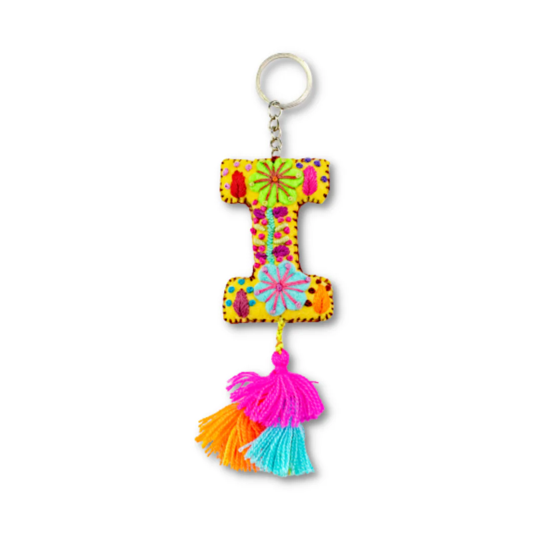 Alphabet Letter Embroidered Boho Keychain | Bag Charm - Mexico - Image 12