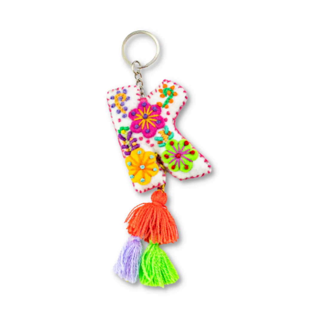Alphabet Letter Embroidered Boho Keychain | Bag Charm - Mexico - Image 14