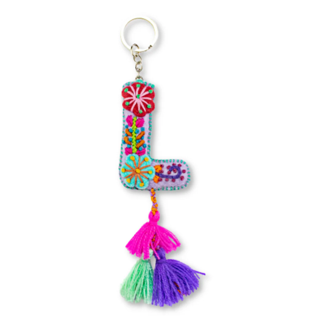 Alphabet Letter Embroidered Boho Keychain | Bag Charm - Mexico - Image 15