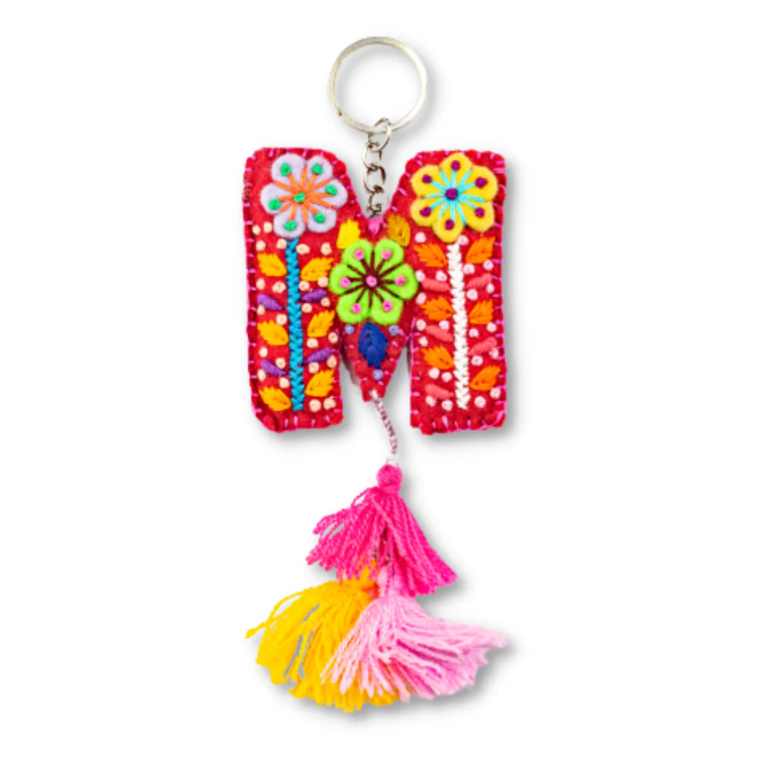 Alphabet Letter Embroidered Boho Keychain | Bag Charm - Mexico - Image 16