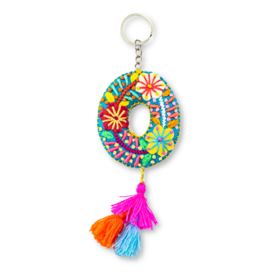 Alphabet Letter Embroidered Boho Keychain | Bag Charm - Mexico - Image 18