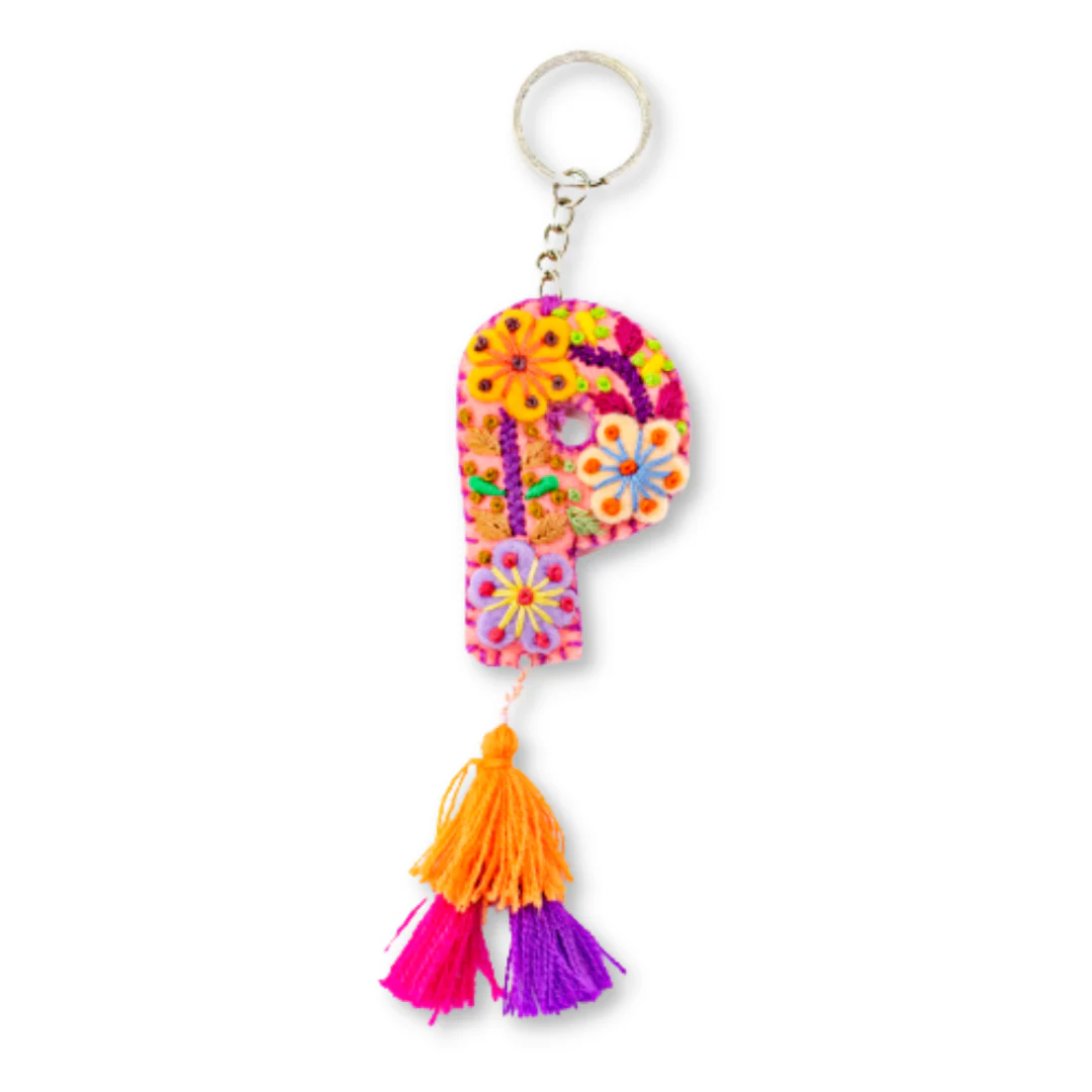 Alphabet Letter Embroidered Boho Keychain | Bag Charm - Mexico - Image 19
