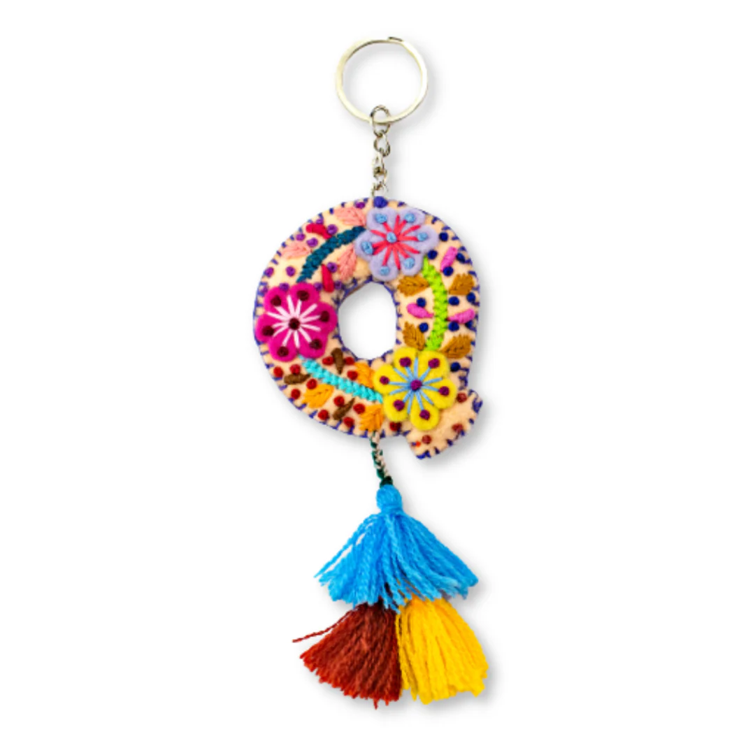 Alphabet Letter Embroidered Boho Keychain | Bag Charm - Mexico - Image 20