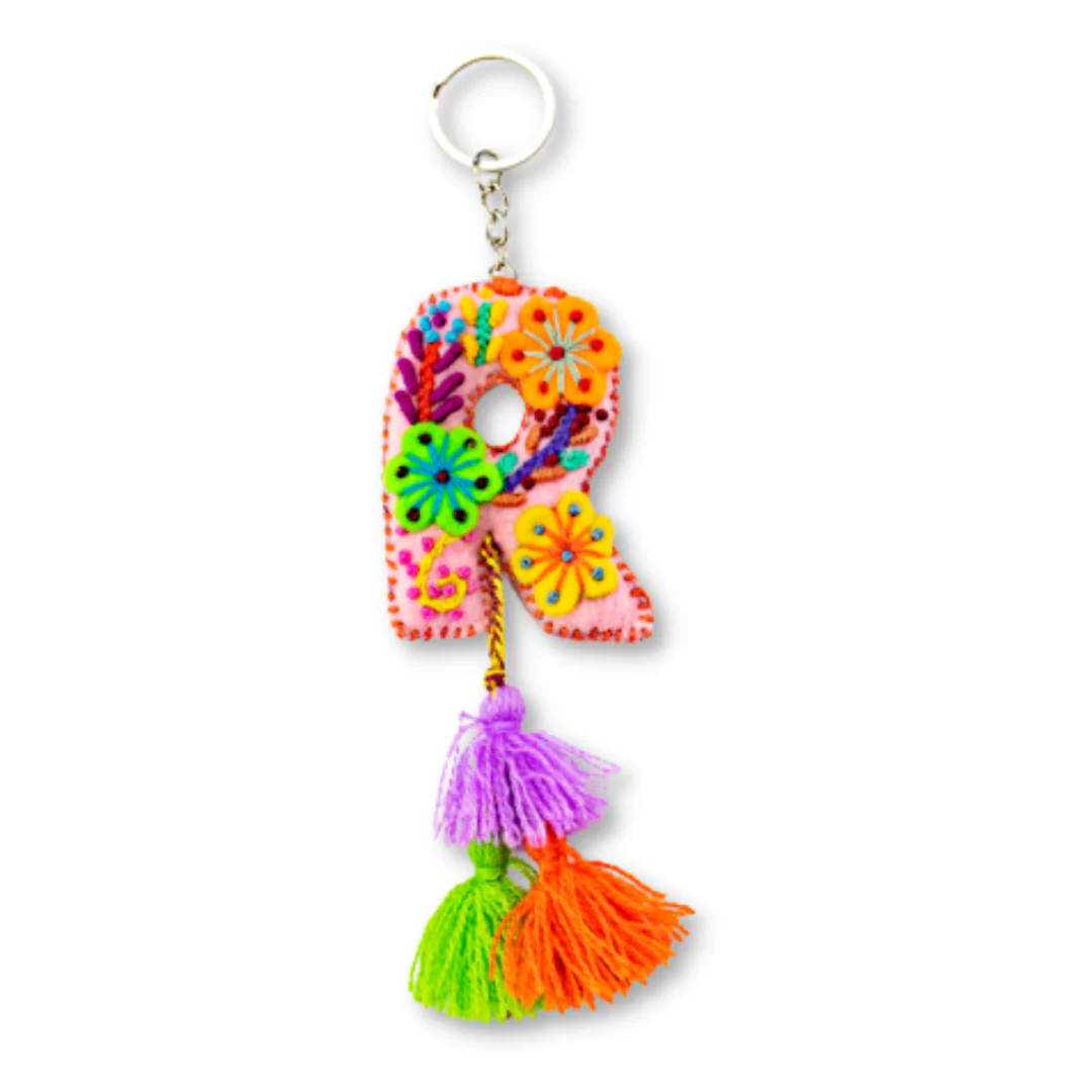 Alphabet Letter Embroidered Boho Keychain | Bag Charm - Mexico - Image 21