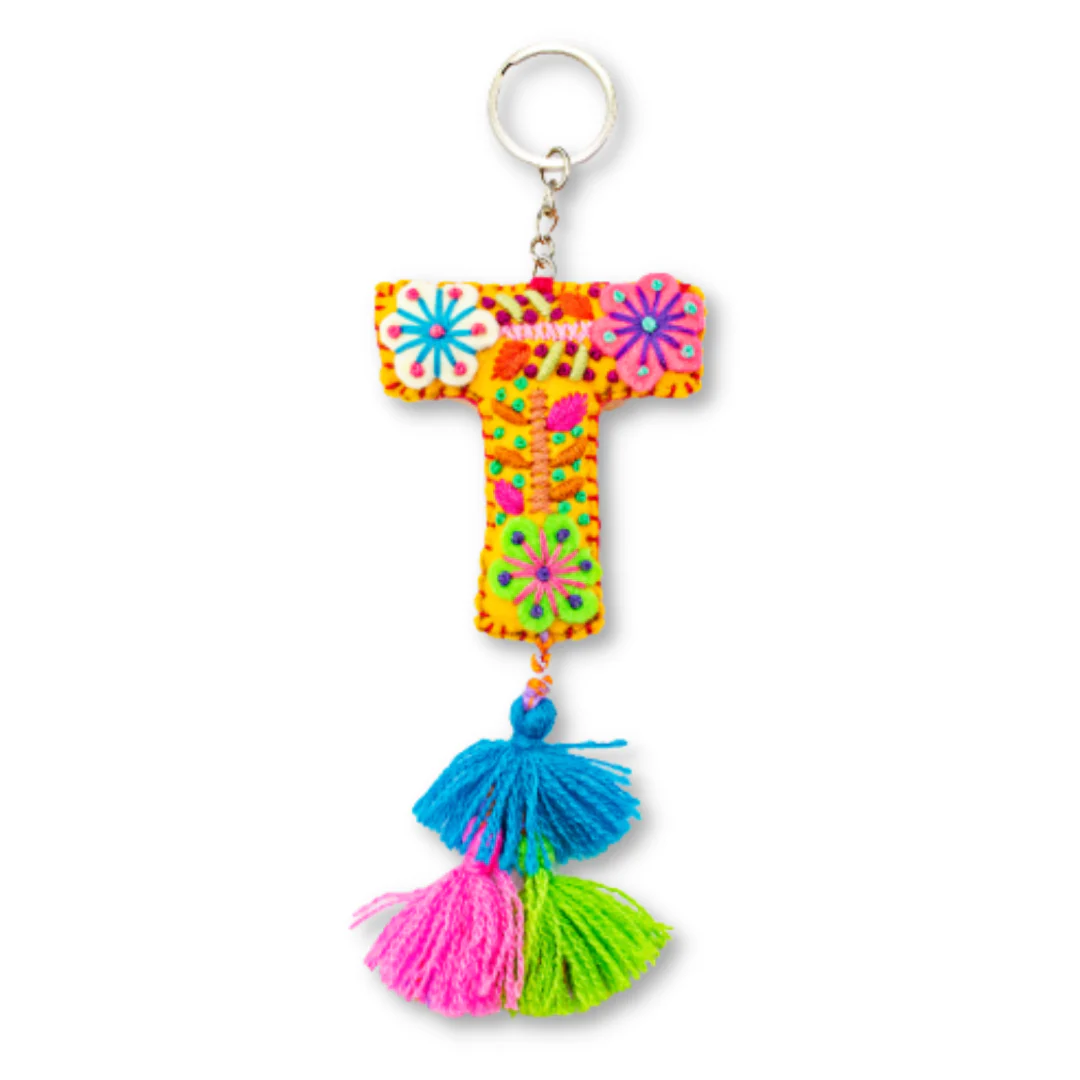 Alphabet Letter Embroidered Boho Keychain | Bag Charm - Mexico - Image 23
