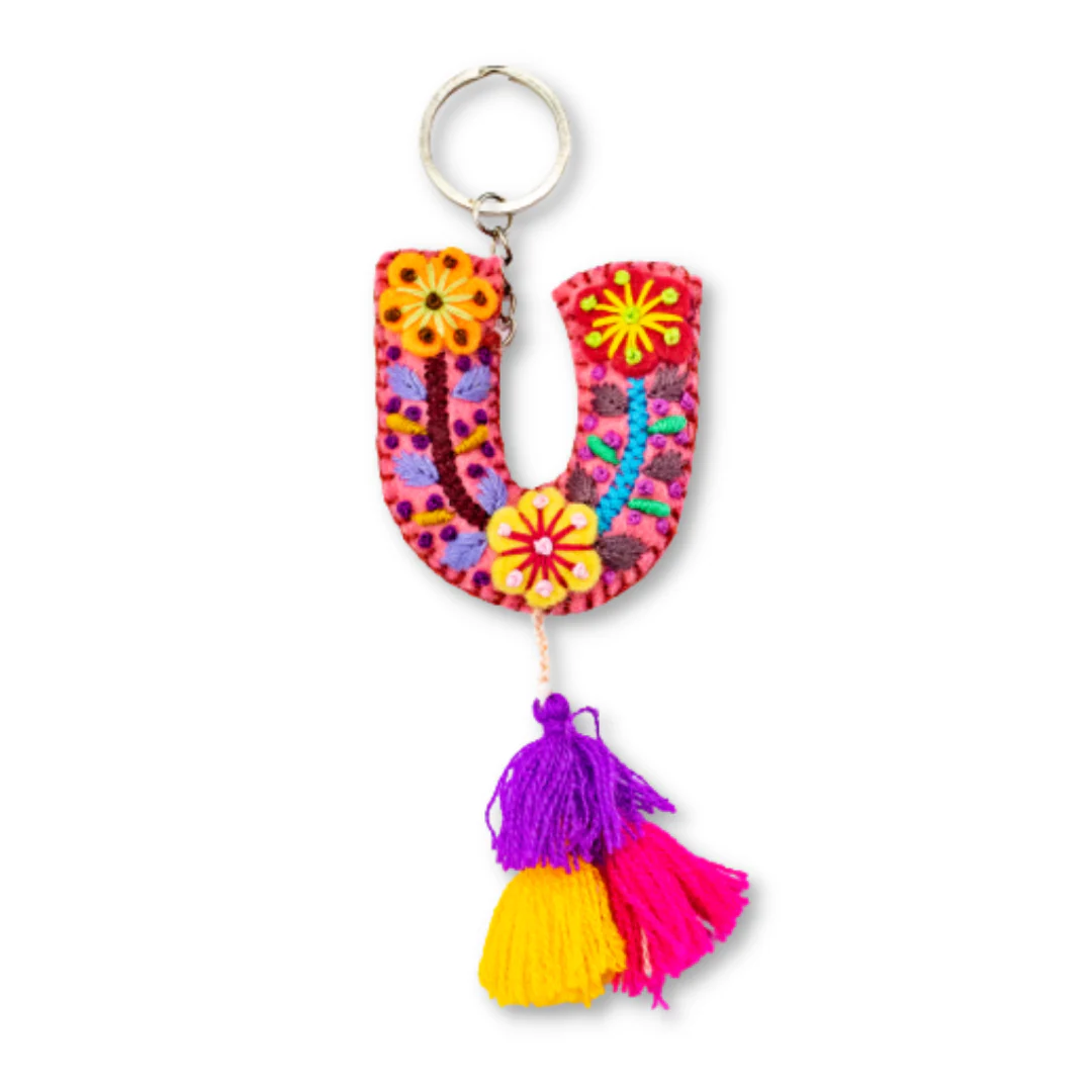 Alphabet Letter Embroidered Boho Keychain | Bag Charm - Mexico - Image 24