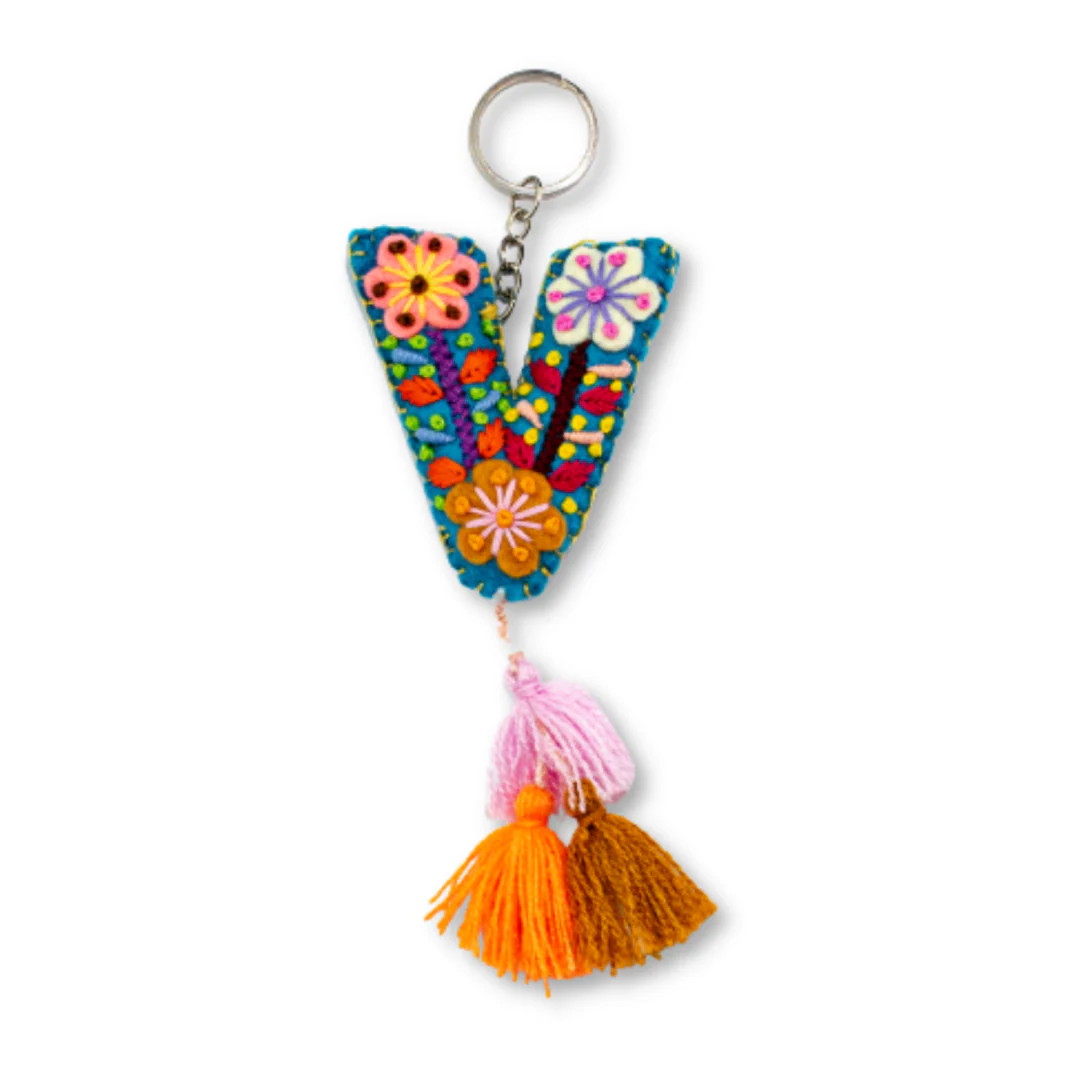 Alphabet Letter Embroidered Boho Keychain | Bag Charm - Mexico - Image 25