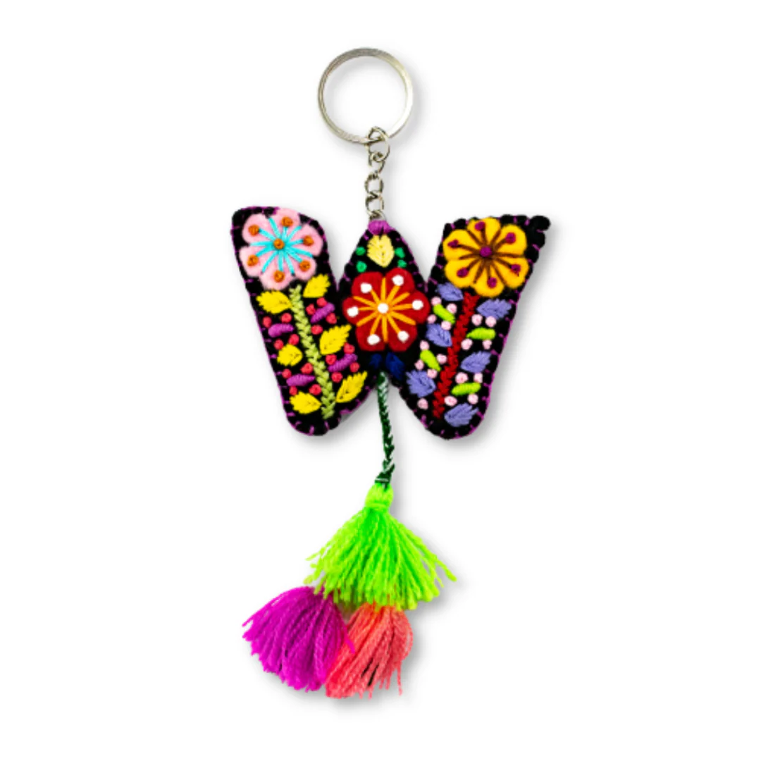 Alphabet Letter Embroidered Boho Keychain | Bag Charm - Mexico - Image 26