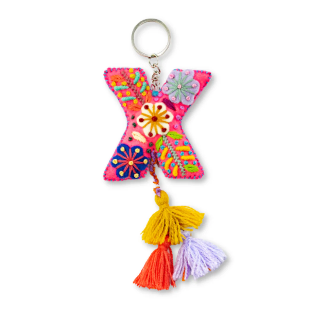 Alphabet Letter Embroidered Boho Keychain | Bag Charm - Mexico - Image 27