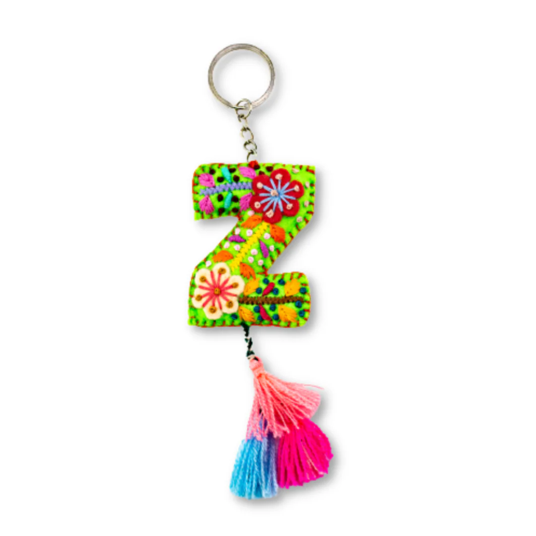 Alphabet Letter Embroidered Boho Keychain | Bag Charm - Mexico - Image 29