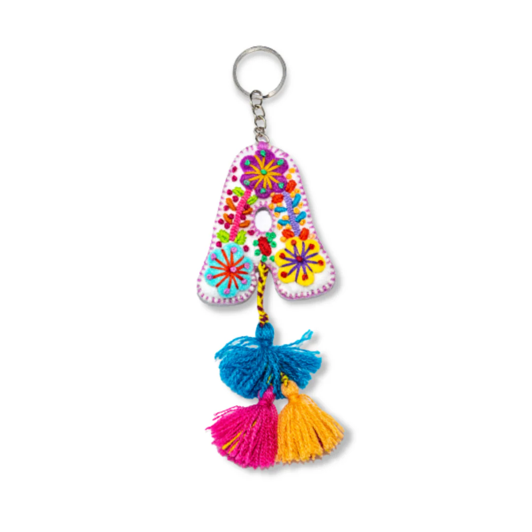 Alphabet Letter Embroidered Boho Keychain | Bag Charm - Mexico - Image 4