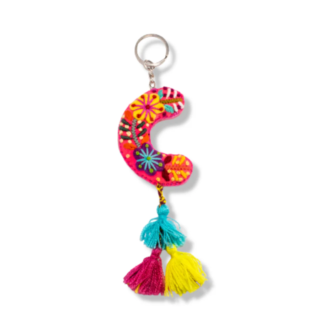 Alphabet Letter Embroidered Boho Keychain | Bag Charm - Mexico - Image 5