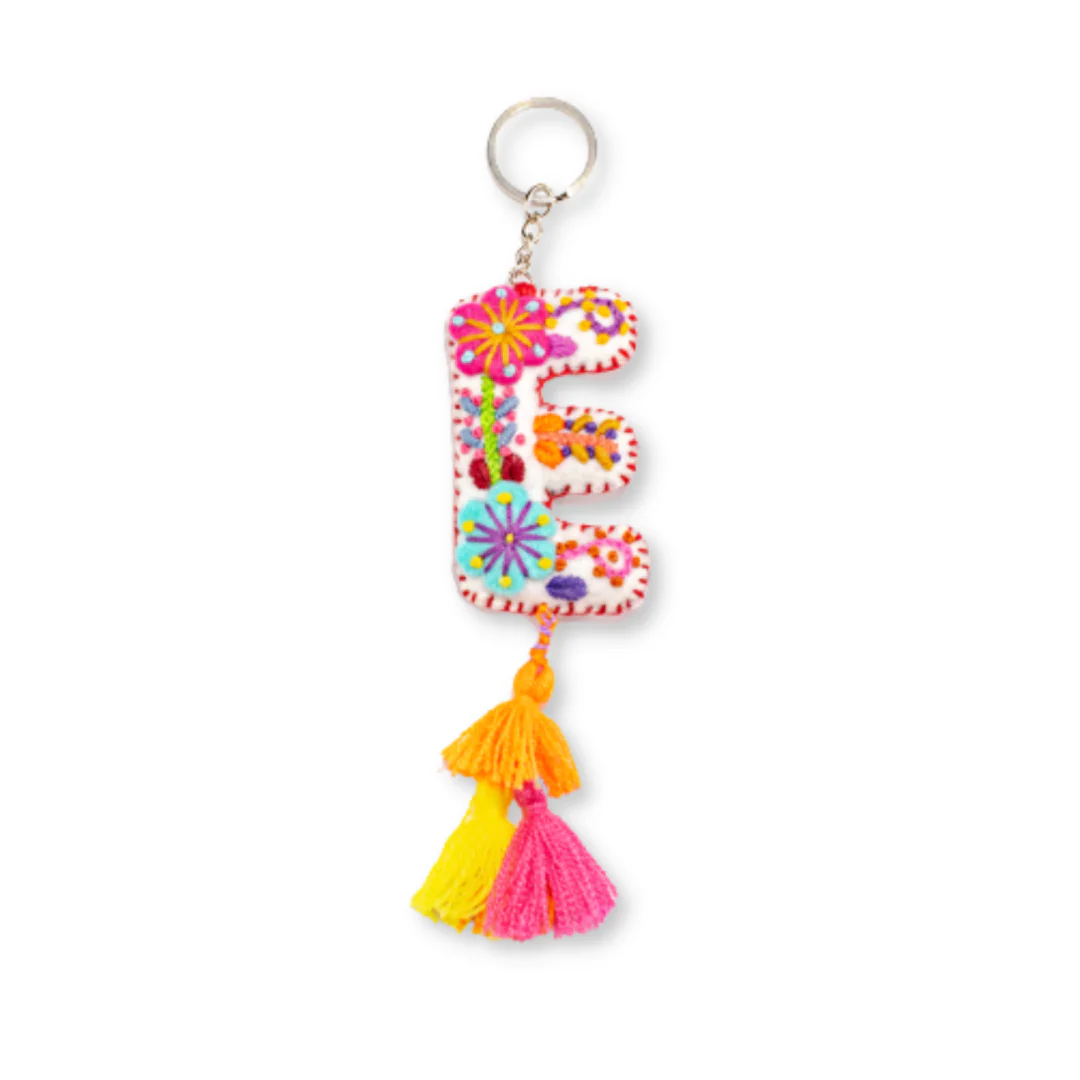Alphabet Letter Embroidered Boho Keychain | Bag Charm - Mexico - Image 8