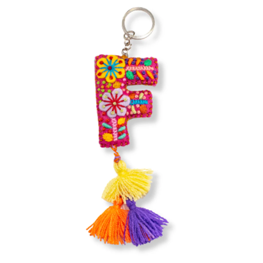 Alphabet Letter Embroidered Boho Keychain | Bag Charm - Mexico - Image 9