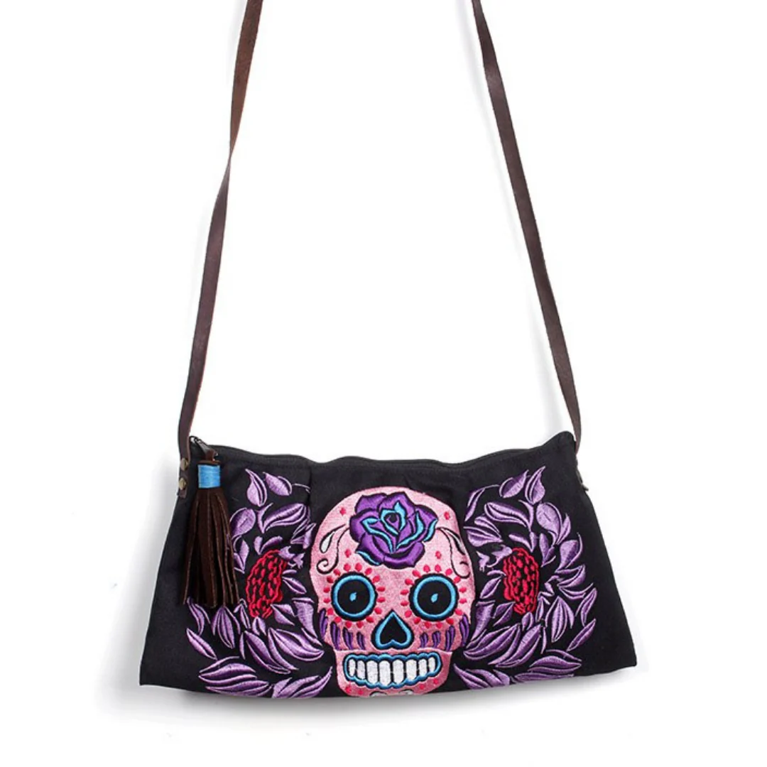 Culturas Sugar Skull Crossbody Embroidered Bag - Thailand - Image 4