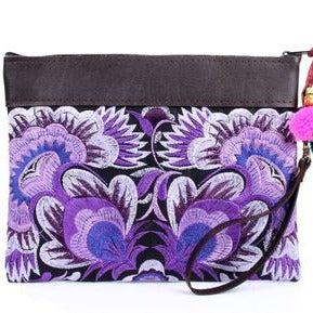 Embroidered Flower Leather Trim Wristlet - Thailand - Image 4