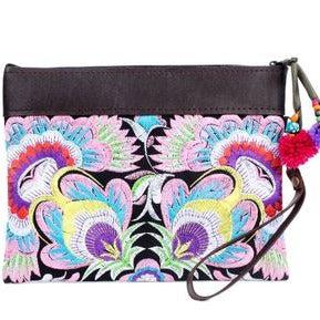 Embroidered Flower Leather Trim Wristlet - Thailand - Image 5