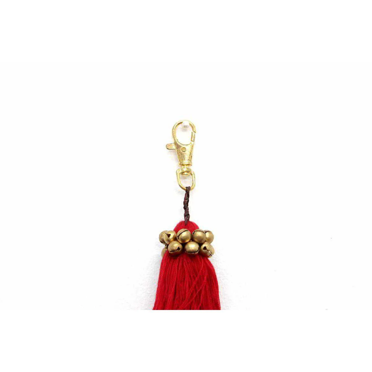 Fair Trade Cotton Tassel Zipper Pull with Bells | Handmade Keychain or Bag Charm from Thailand - Image 6