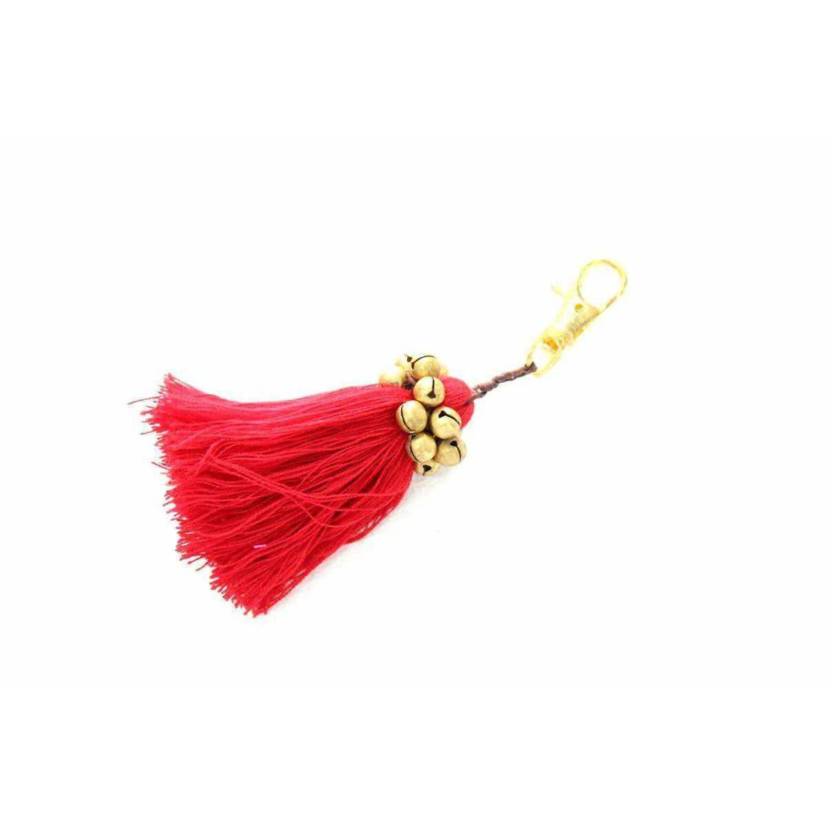 Fair Trade Cotton Tassel Zipper Pull with Bells | Handmade Keychain or Bag Charm from Thailand - Image 7