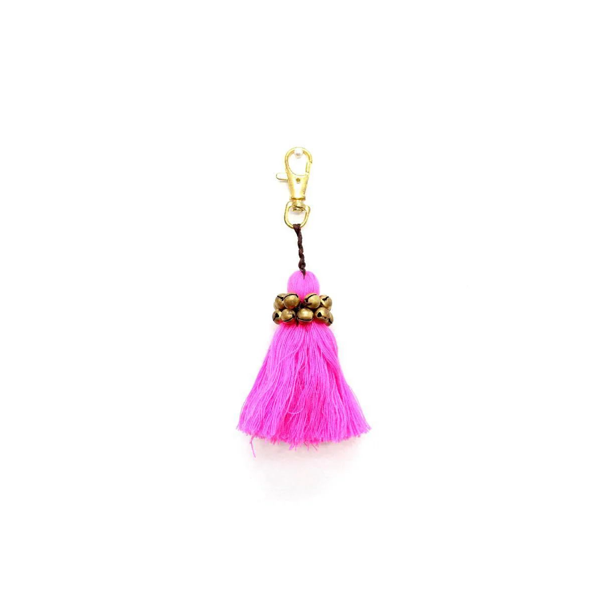 Fair Trade Cotton Tassel Zipper Pull with Bells | Handmade Keychain or Bag Charm from Thailand - Image 8