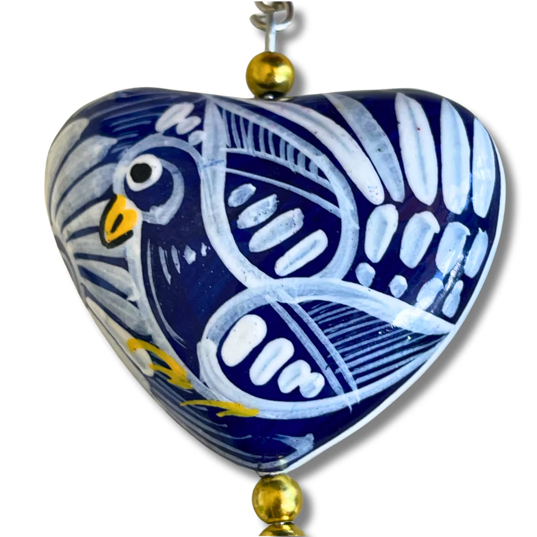 Hand Painted Bohemian Heart Clay Assorted Keychain - Mexico - Image 5