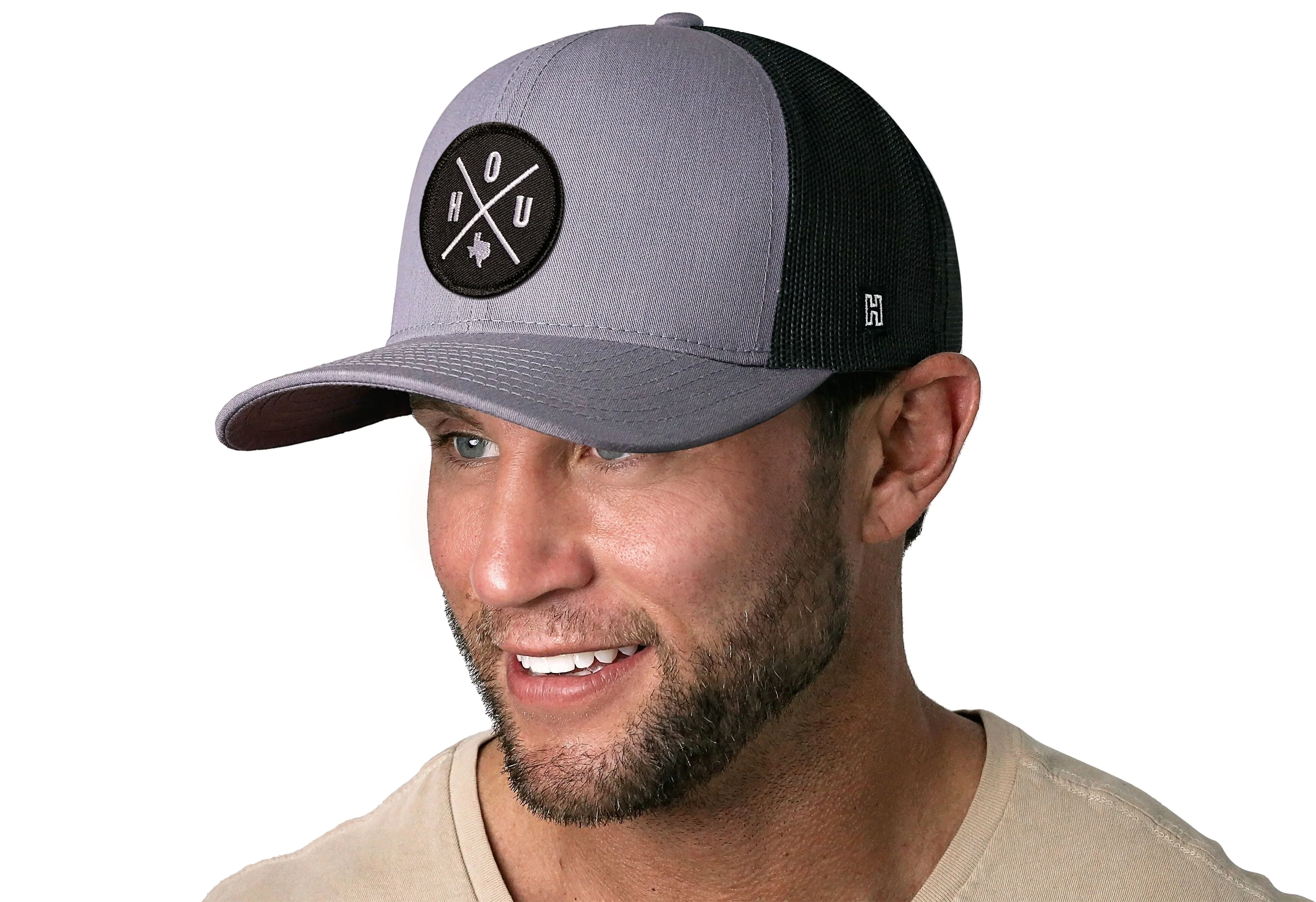 Houston Trucker Hat  |  Gray-Black HOU X Snapback - Image 3