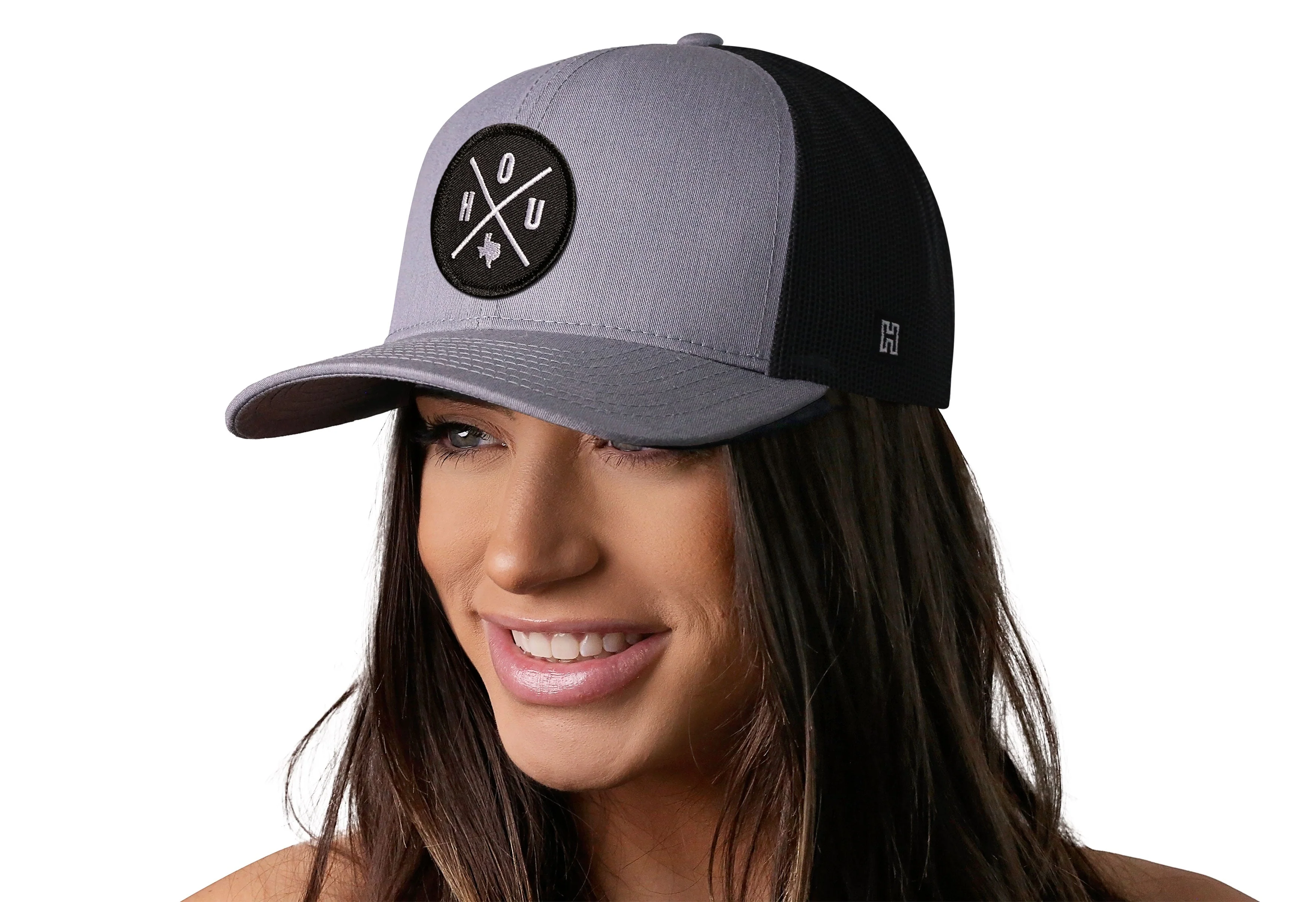 Houston Trucker Hat  |  Gray-Black HOU X Snapback - Image 4