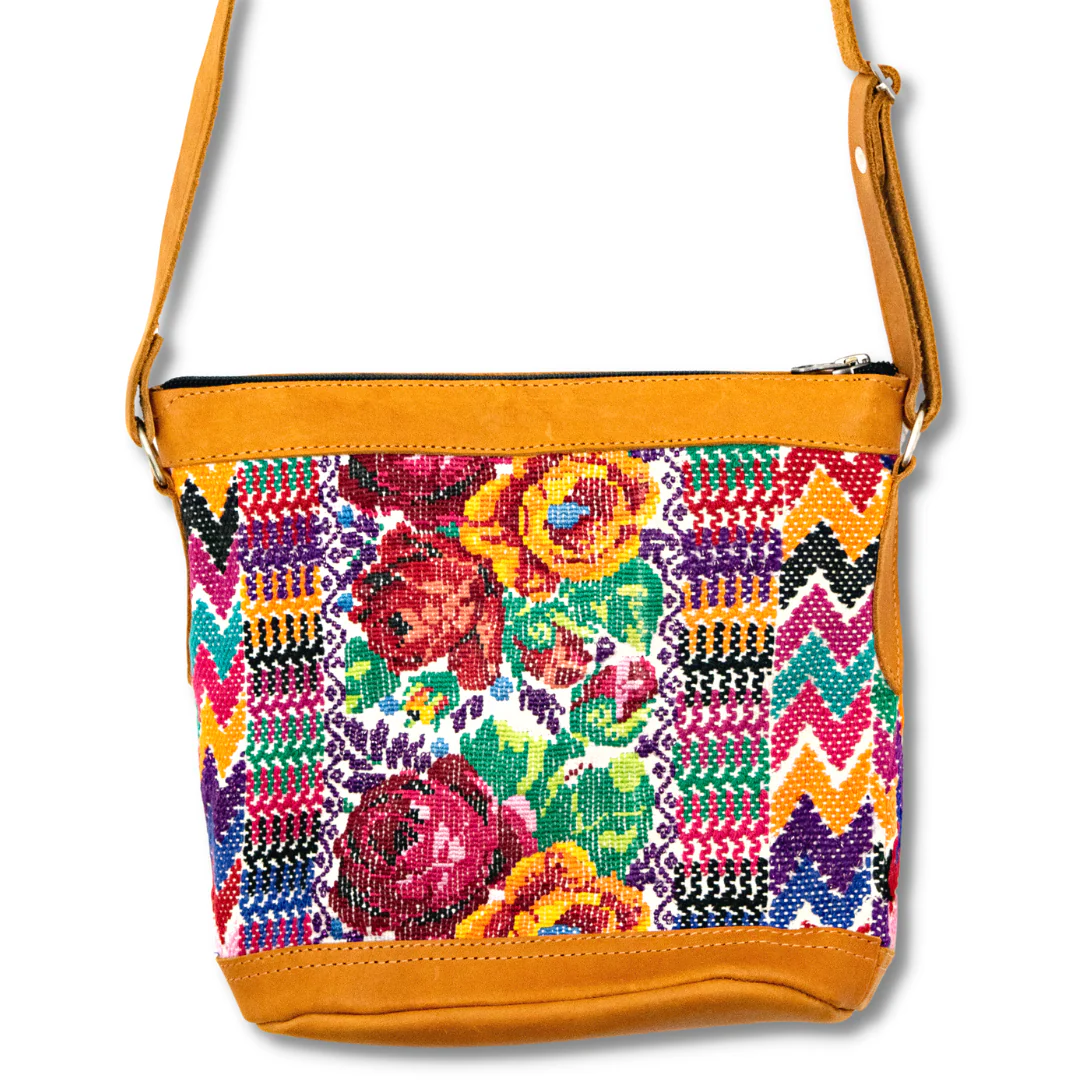 Huipil Upcycled Leather Crossbody Adjustable Strap Bag - Guatemala - Image 6