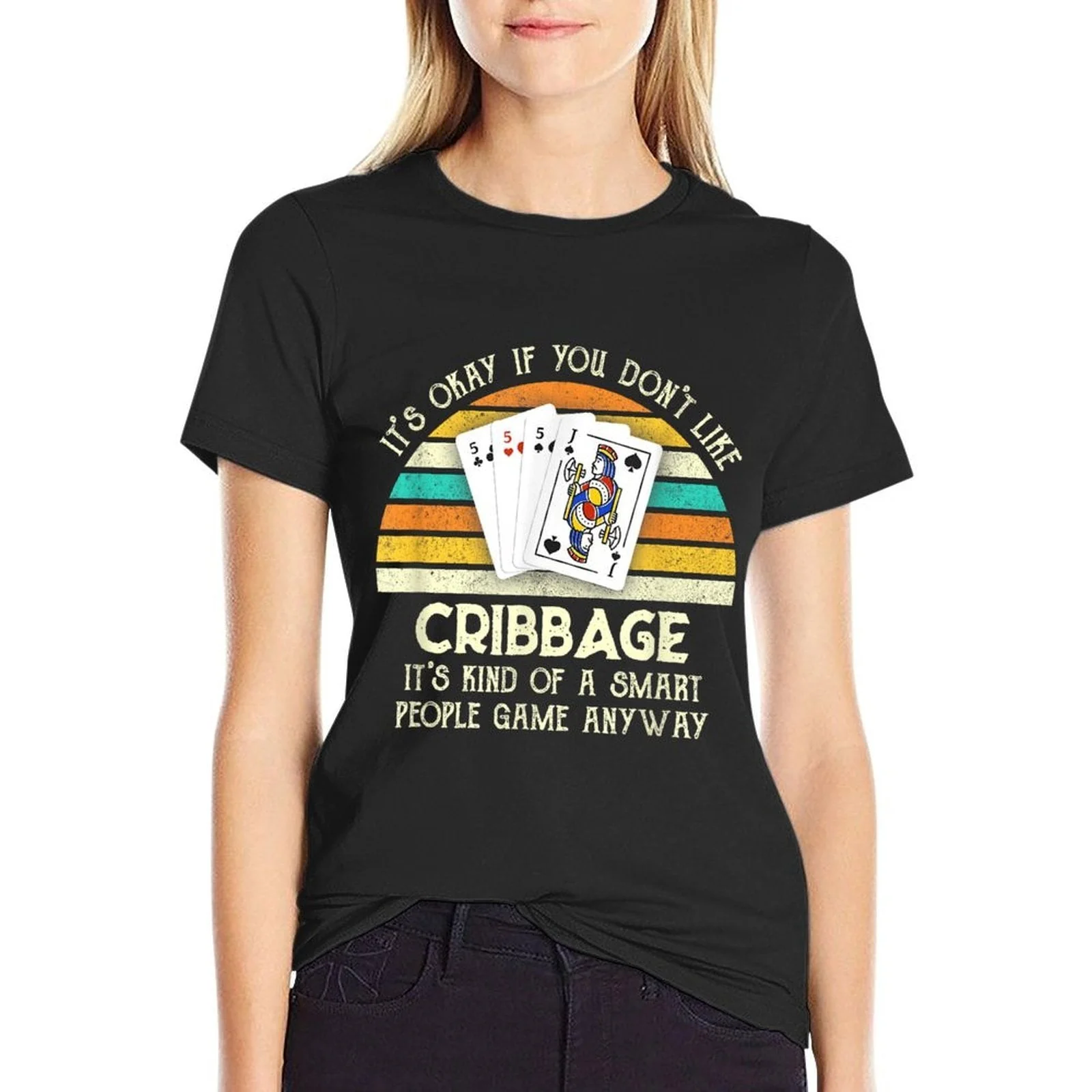 Its Okay If You Dont Like Cribbage Funny Cribbage Player  Cotton T-Shirt - Image 4