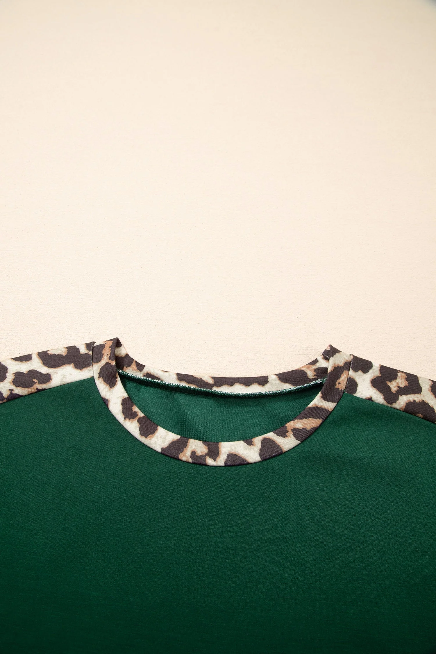 Leopard Colorblock Round Neck Short Sleeve T-Shirt - Image 4