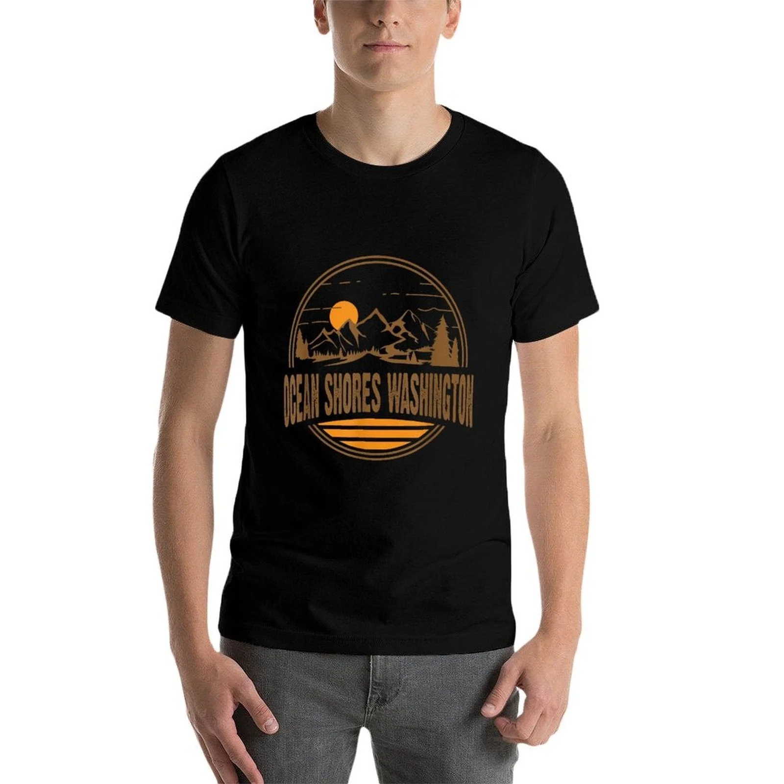 Retro Ocean Shores, Washington State Gift  Soft T-Shirt - Image 5