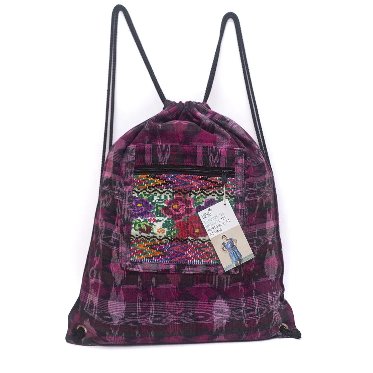 Salsa Upcycled Corte Backpack - Unique Guatemalan Handicraft - Image 14