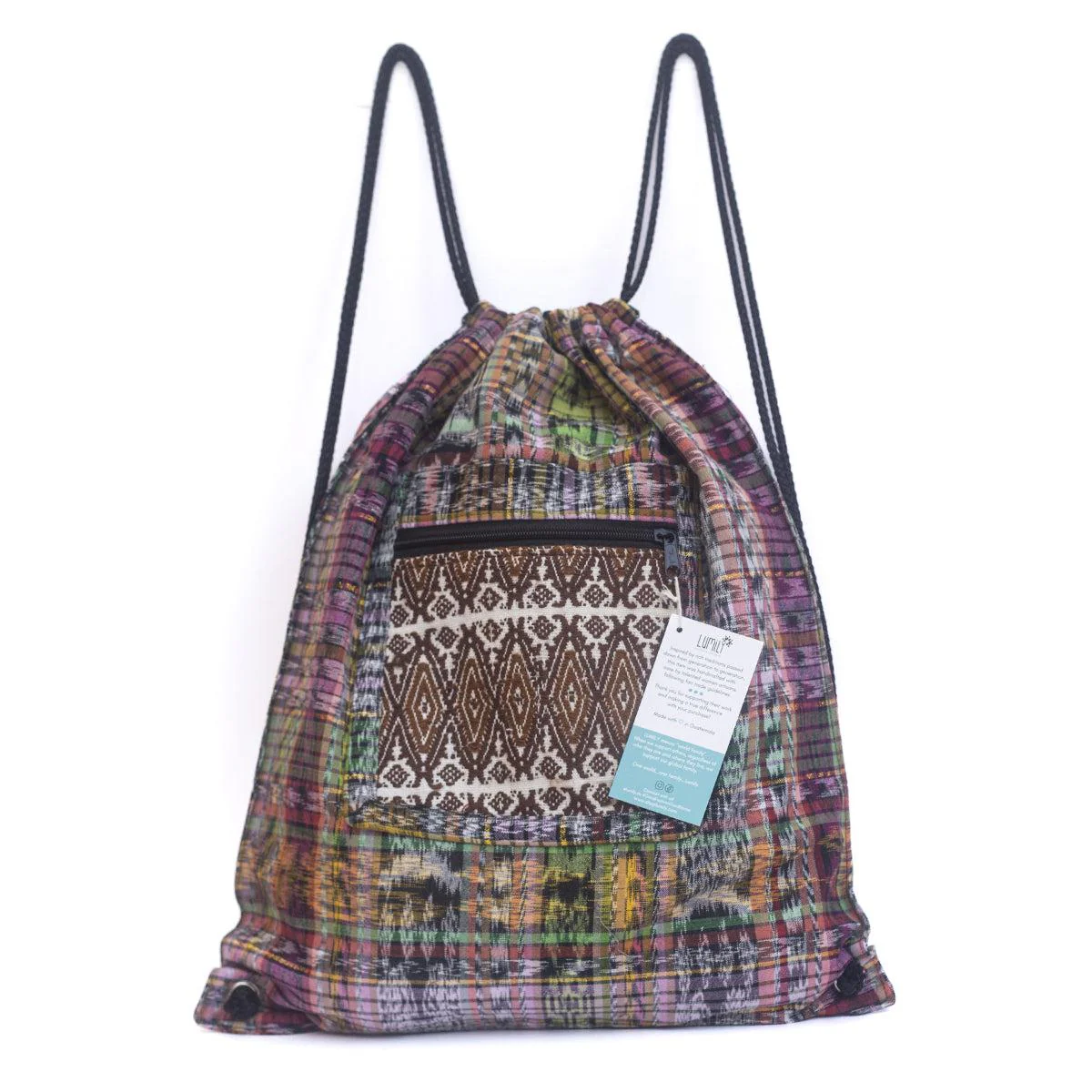 Salsa Upcycled Corte Backpack - Unique Guatemalan Handicraft - Image 24