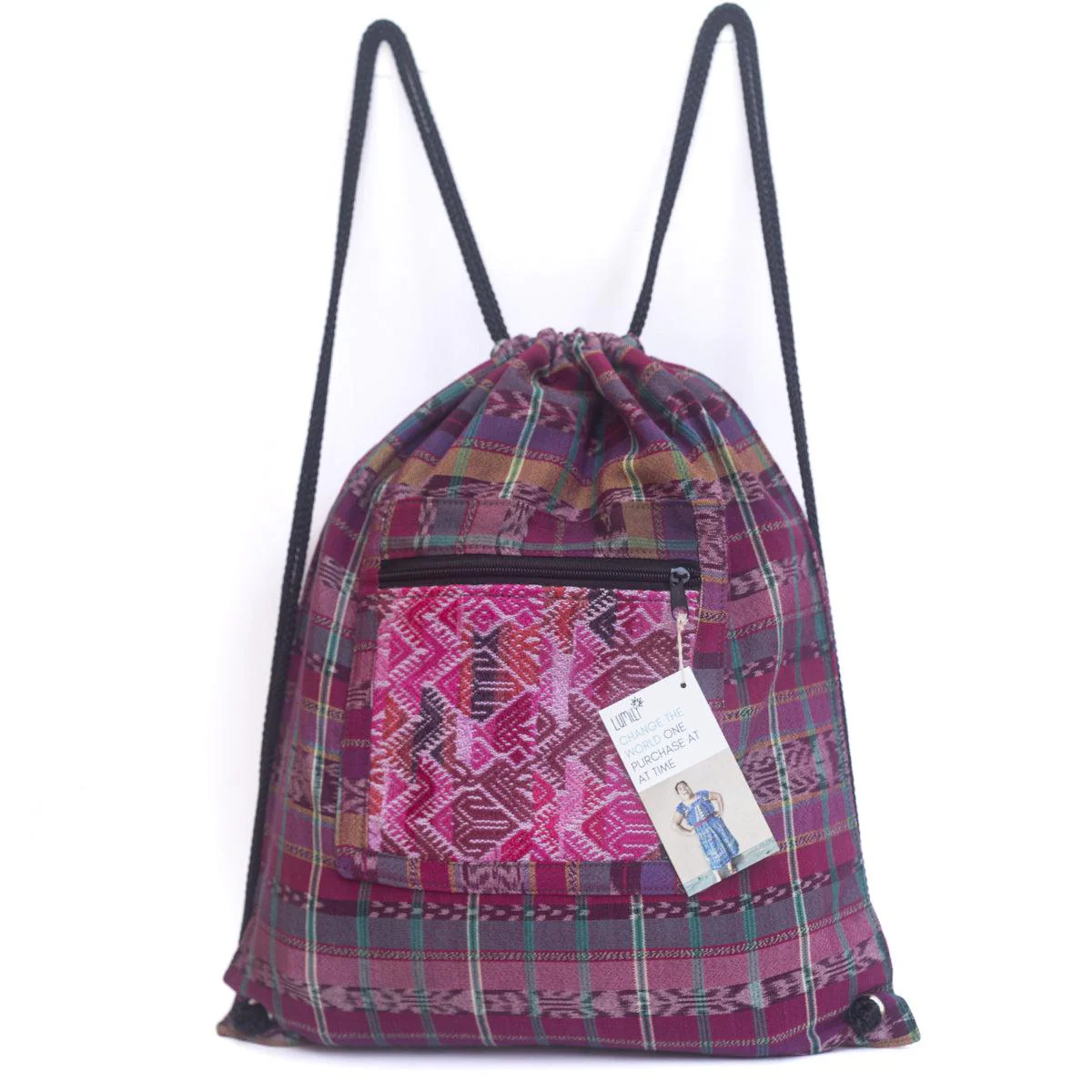 Salsa Upcycled Corte Backpack - Unique Guatemalan Handicraft - Image 27