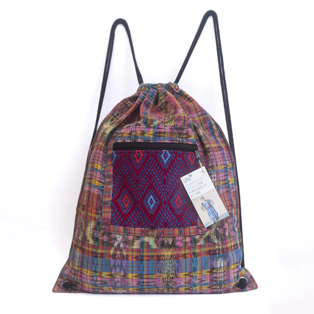 Salsa Upcycled Corte Backpack - Unique Guatemalan Handicraft - Image 28