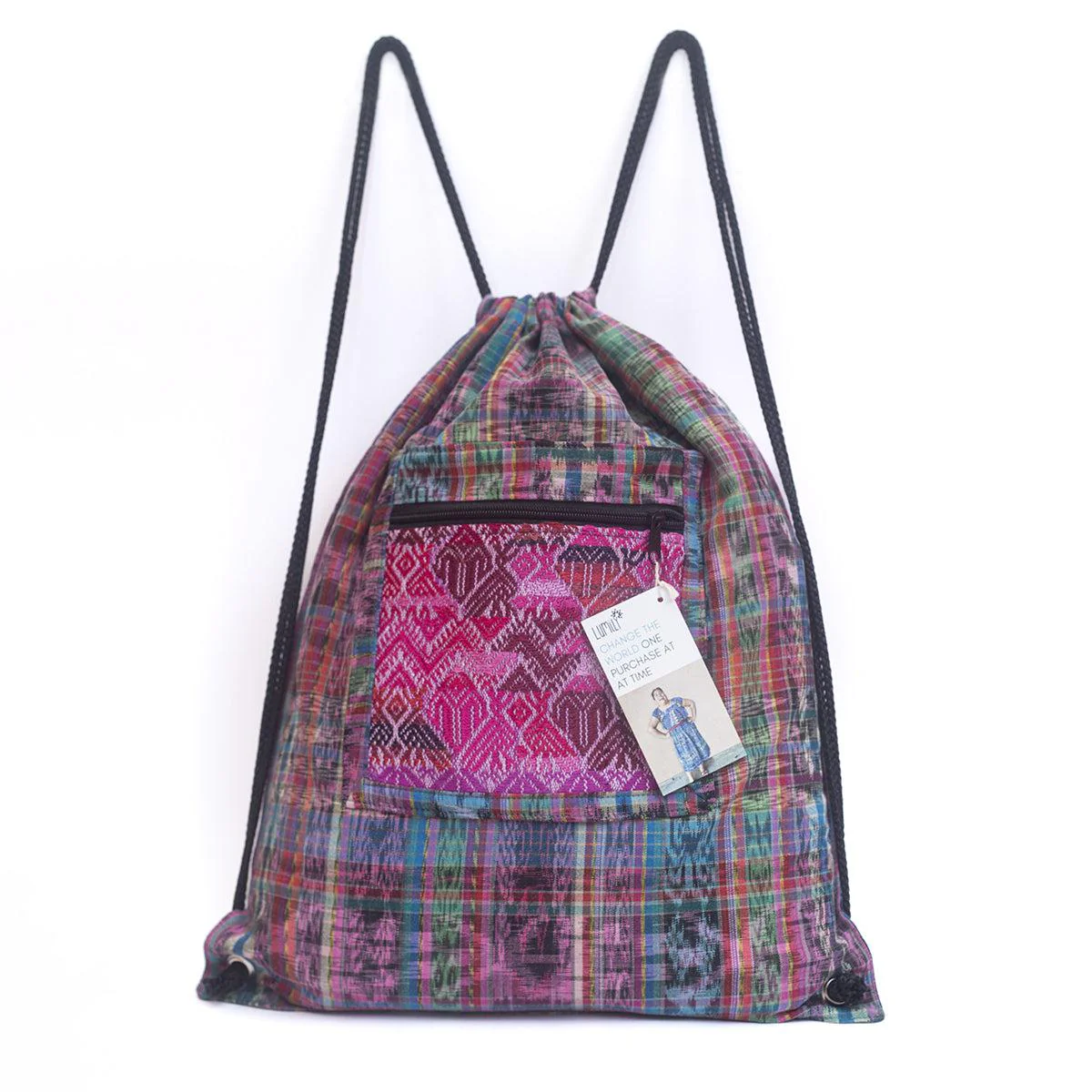 Salsa Upcycled Corte Backpack - Unique Guatemalan Handicraft - Image 29