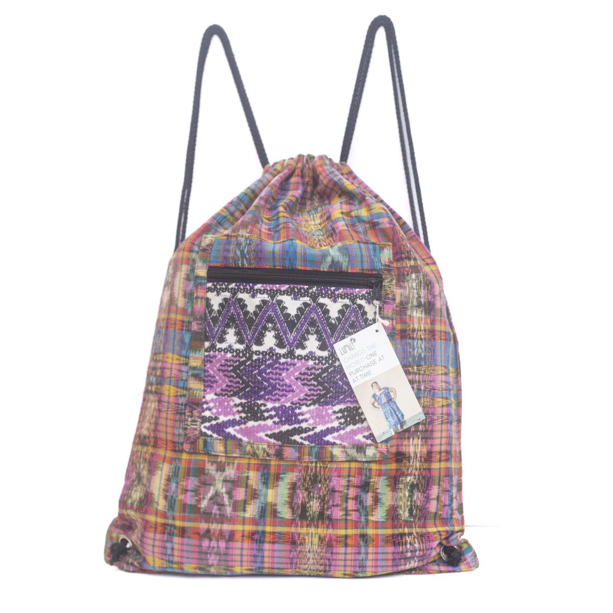 Salsa Upcycled Corte Backpack - Unique Guatemalan Handicraft - Image 38