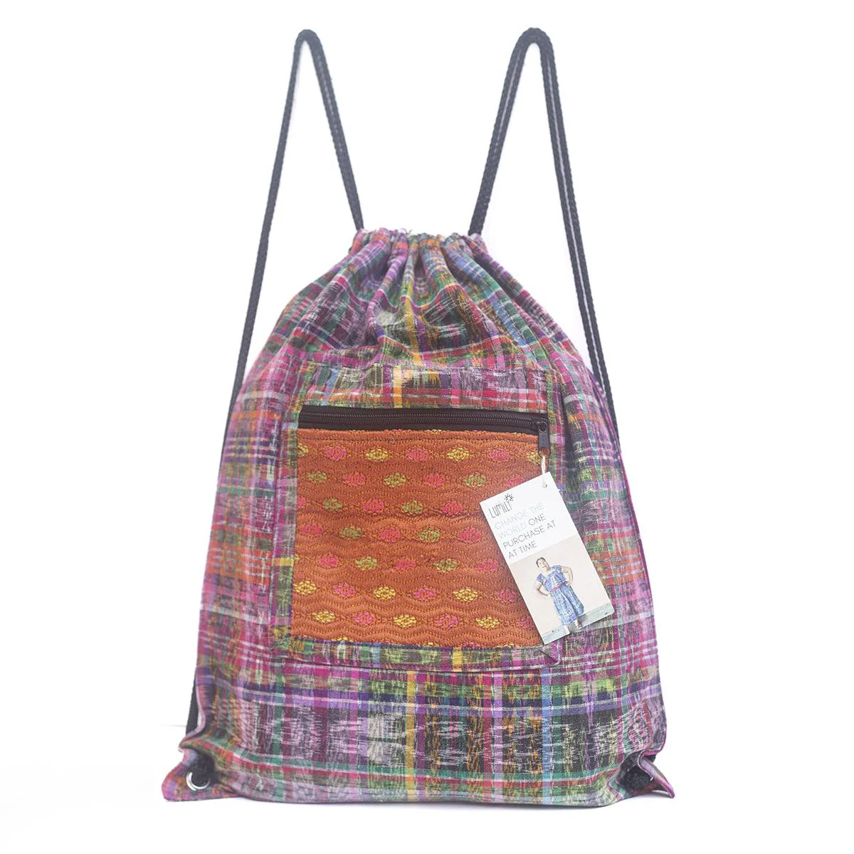 Salsa Upcycled Corte Backpack - Unique Guatemalan Handicraft - Image 42
