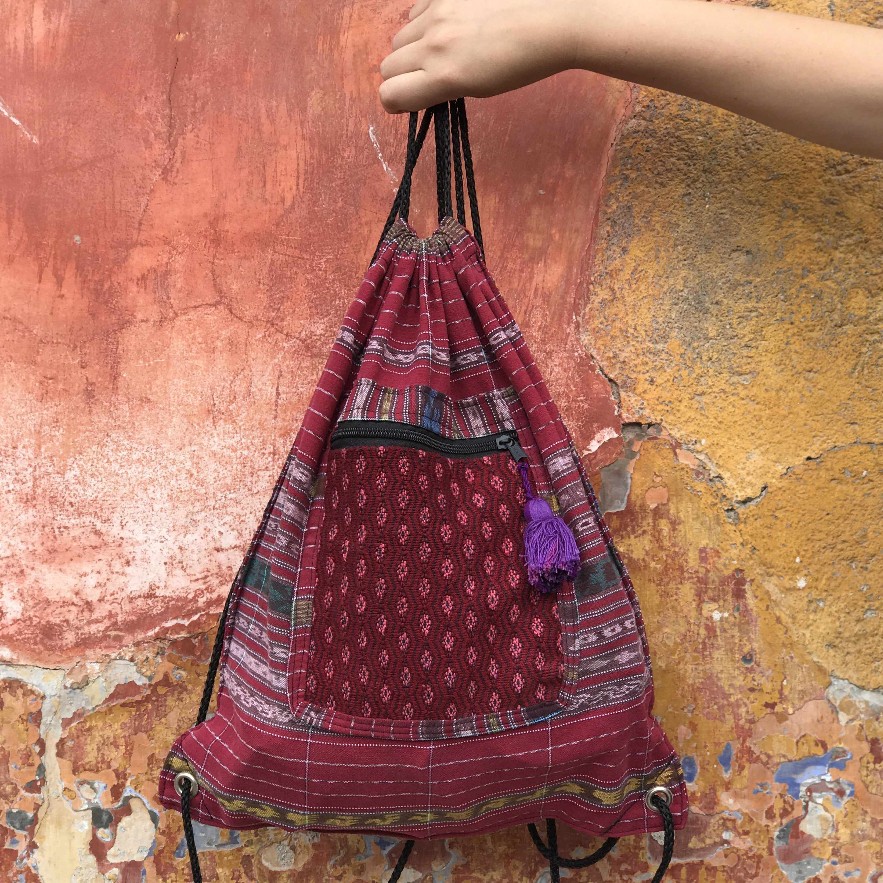 Salsa Upcycled Corte Backpack - Unique Guatemalan Handicraft - Image 55