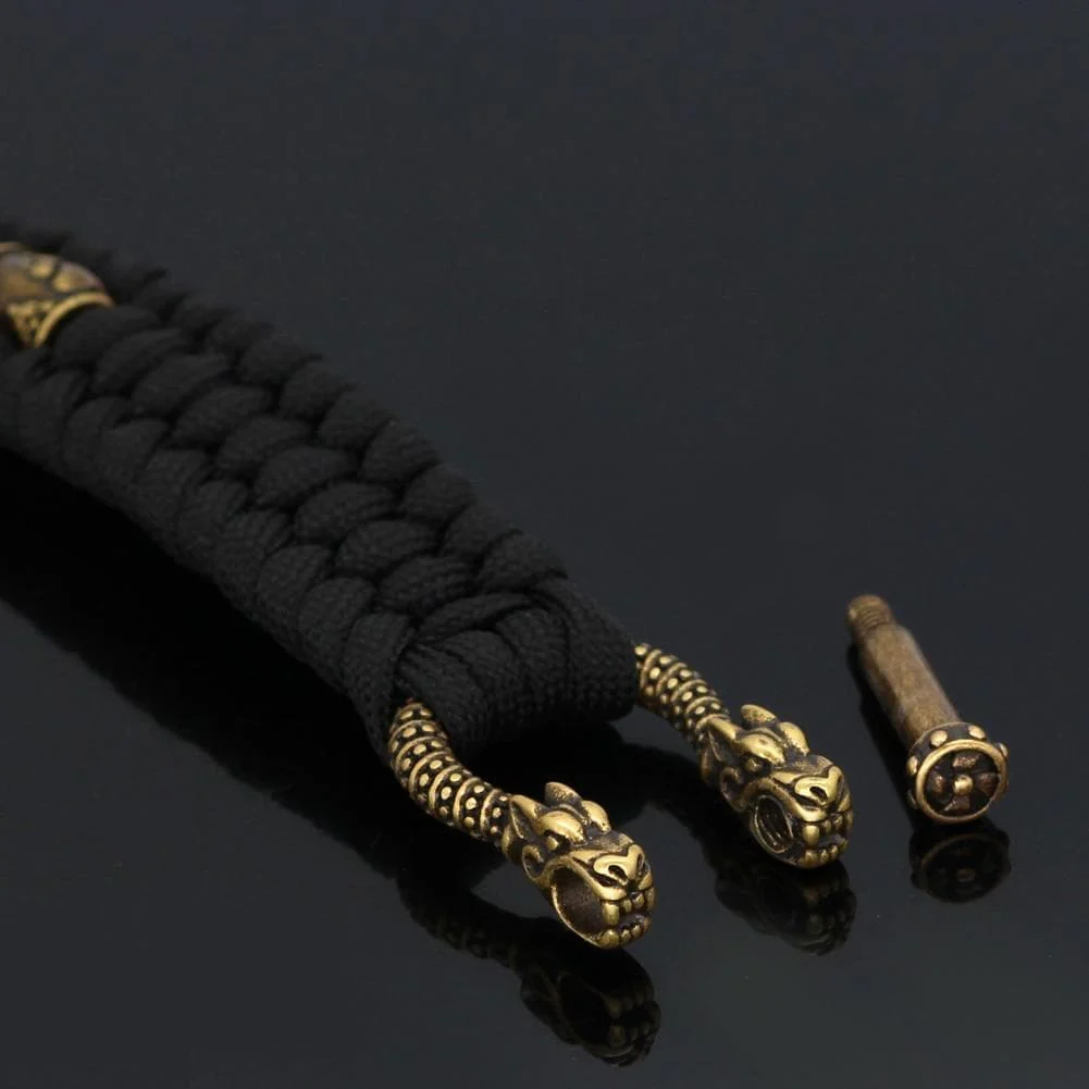 Vikings Mjolnir Stainless Steel Black Paracord Bracelet - Image 4