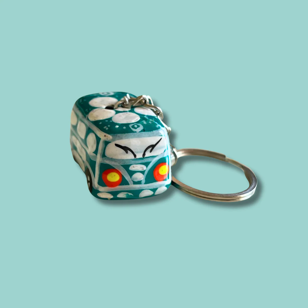 Volkswagen VW Van & Beetle Mexican Hand painted Clay Keychain - Mexico - Image 11