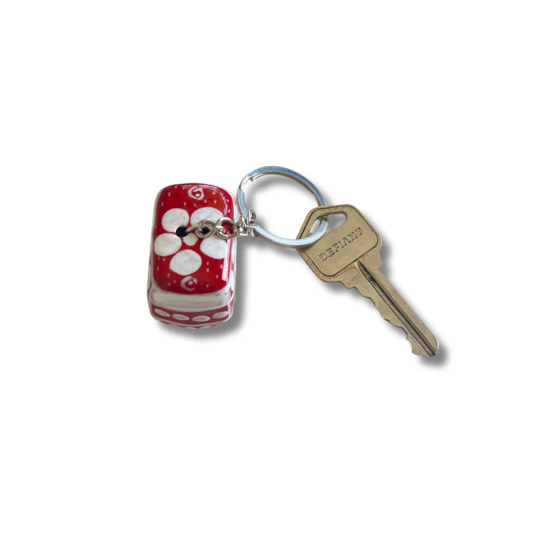 Volkswagen VW Van & Beetle Mexican Hand painted Clay Keychain - Mexico - Image 3