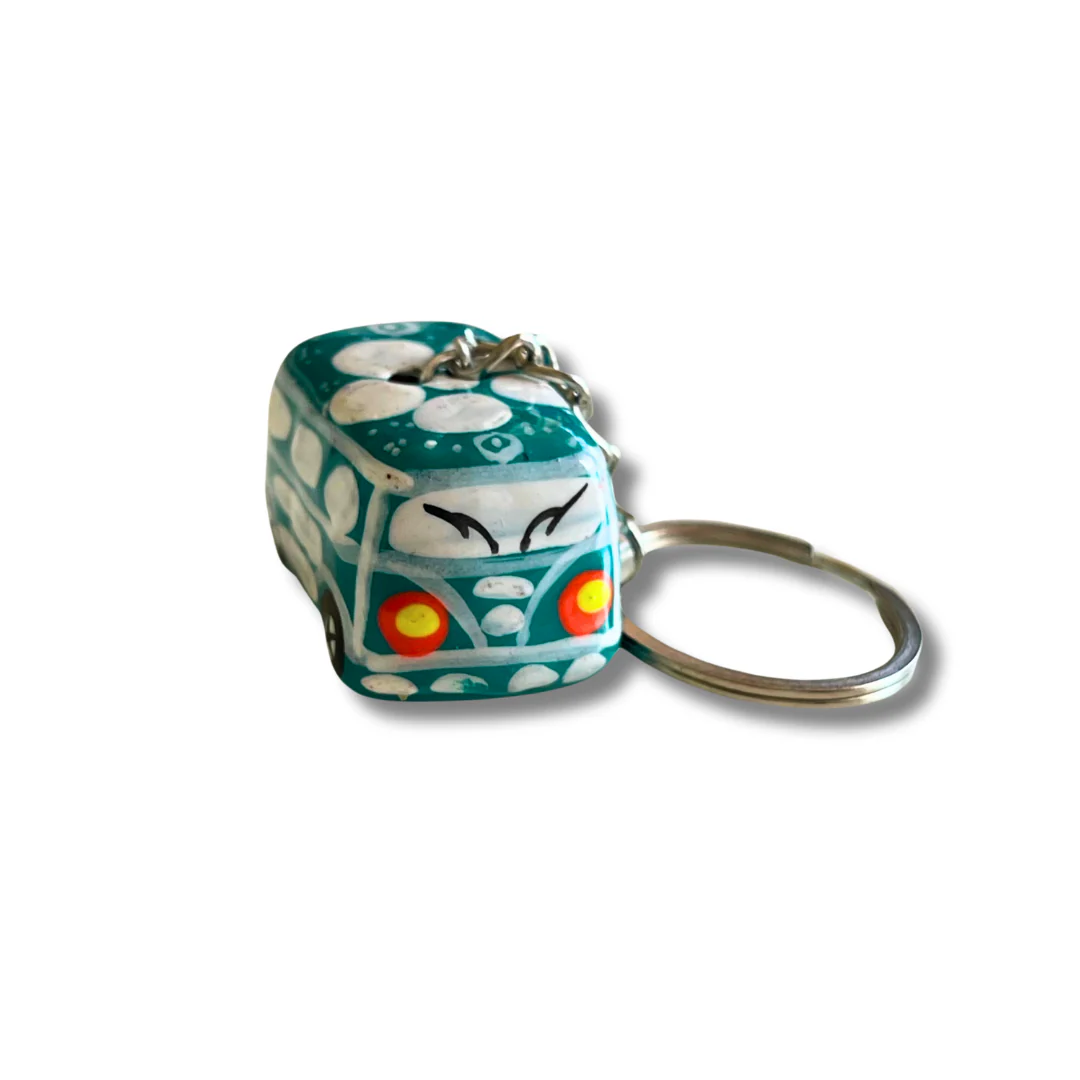 Volkswagen VW Van & Beetle Mexican Hand painted Clay Keychain - Mexico - Image 5