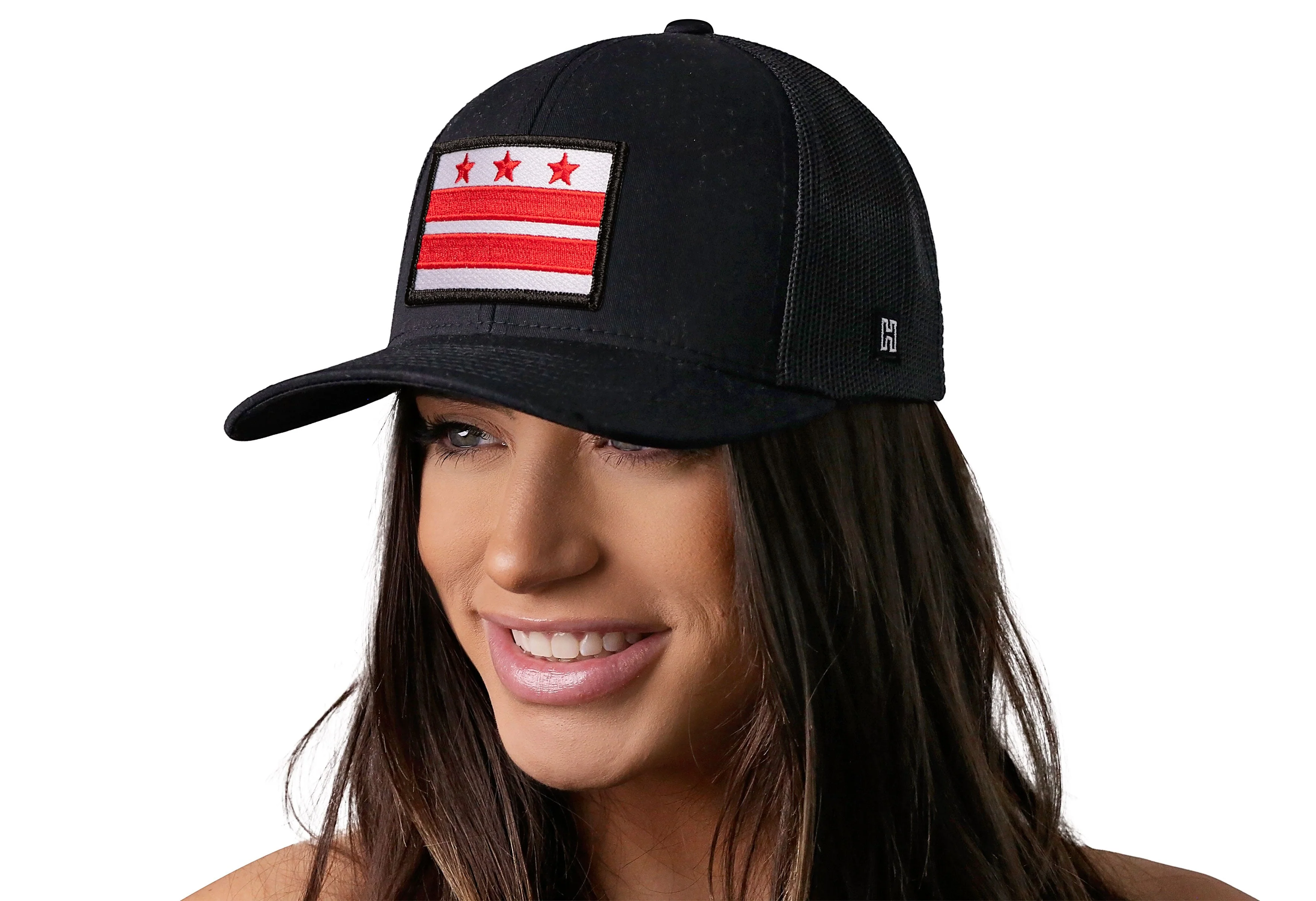 Washington DC Flag Trucker Hat  |  Black Snapback - Image 4