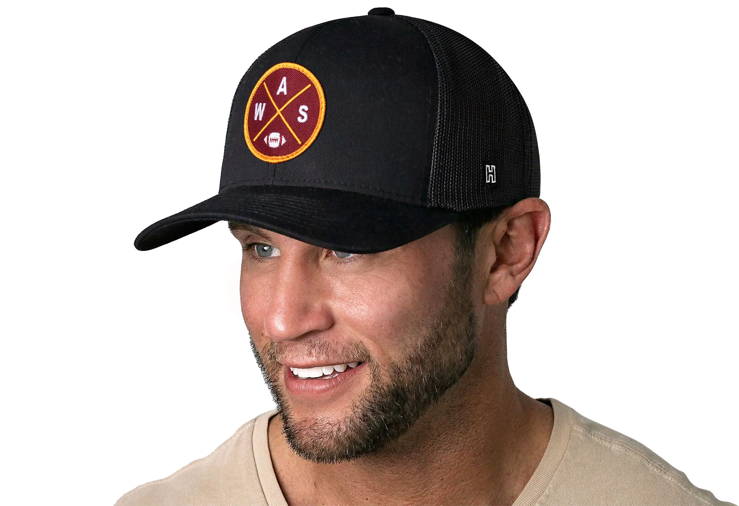 Washington DC Trucker Hat  |  Black WAS X Football Snapback - Image 3