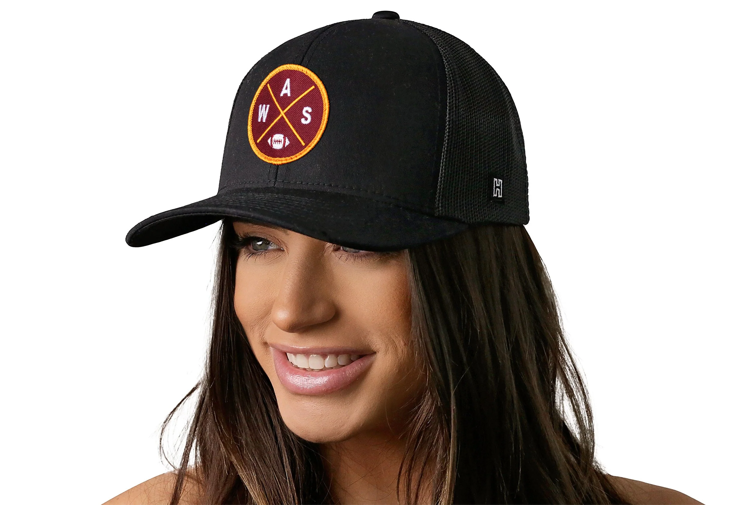 Washington DC Trucker Hat  |  Black WAS X Football Snapback - Image 4