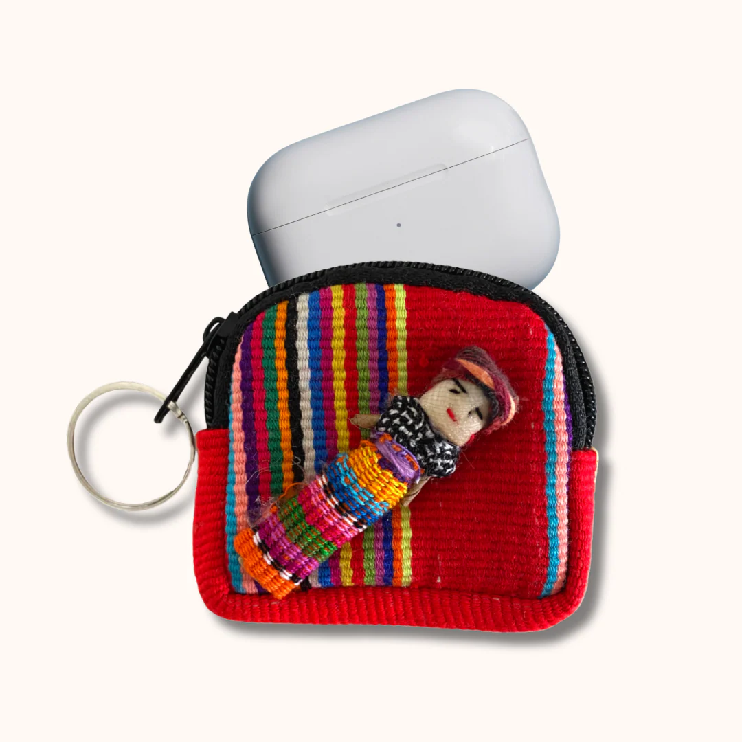 Worry Doll Tiny Bag Keychain | Coin Purse | AirPod Bag - Guatemala - Image 3