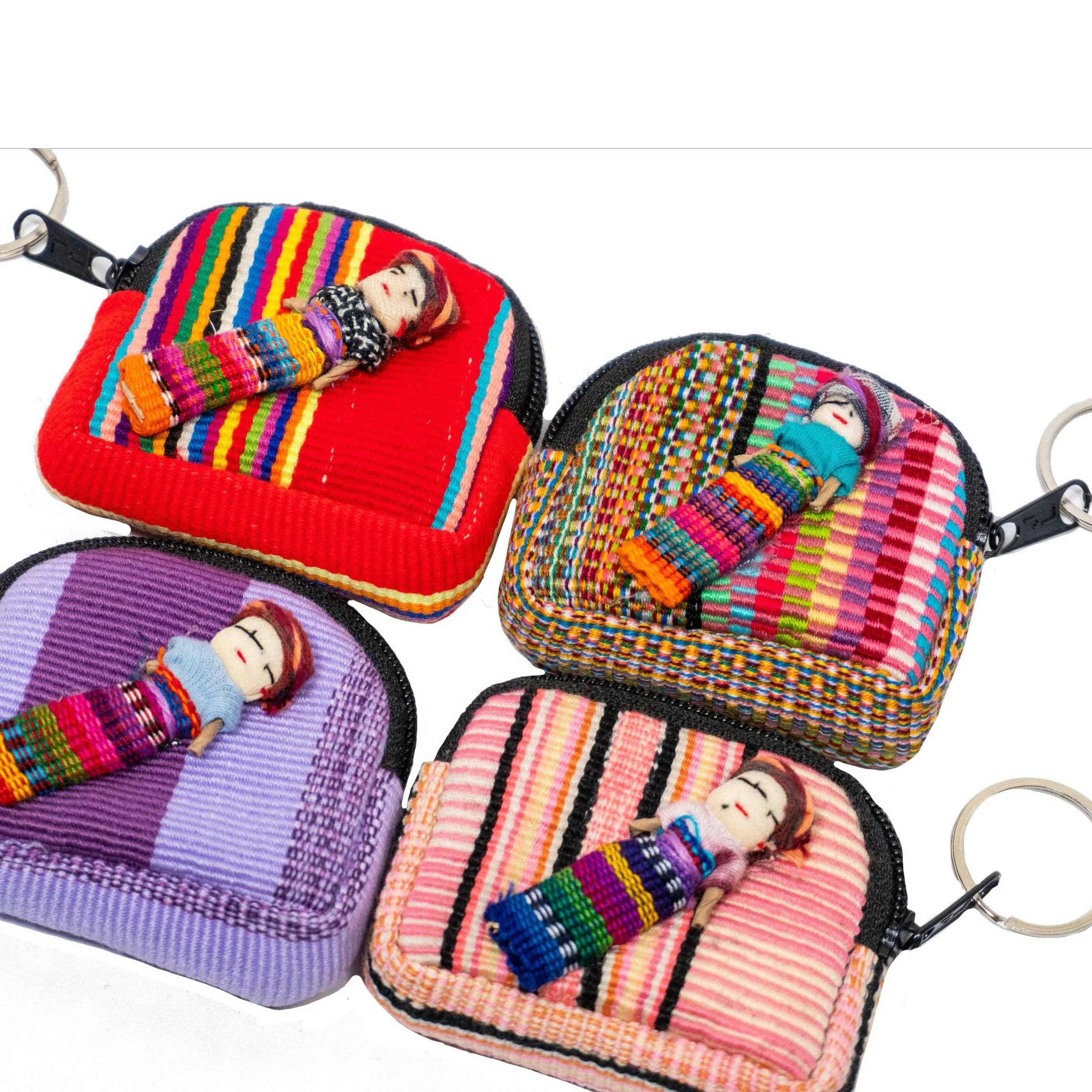 Worry Doll Tiny Bag Keychain | Coin Purse | AirPod Bag - Guatemala - Image 4